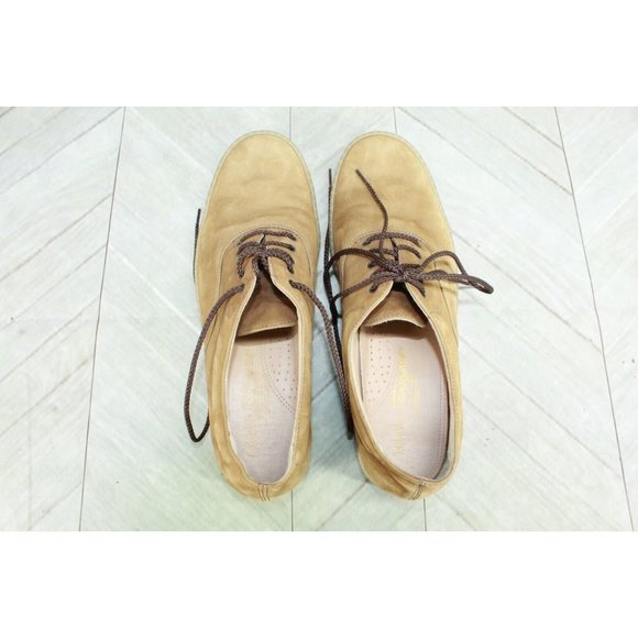 Salvatore Ferragamo Tan Suede Lace Up Low Top Rubber Sole Sneakers 8 B - Picture 6 of 9